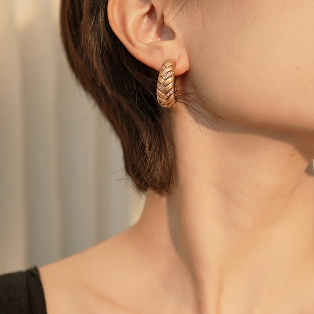 Vinregem Sparkling Lab Created Sapphire Gemstone Luxury Hoop Earrings for Women 18K Gold Plated 925 Sterling Silver Fine Jewelry