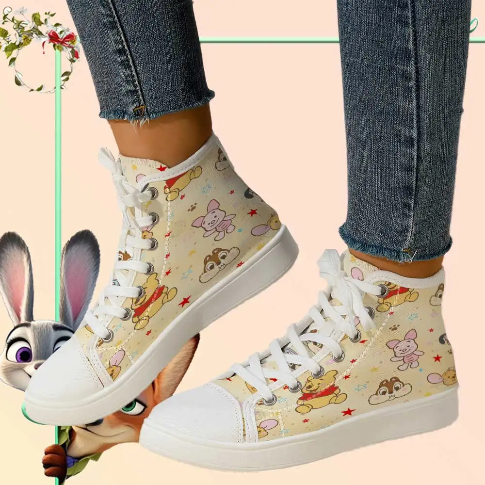 

Genuine Disney Winnie the Pooh high-top canvas shoes, soft and breathable casual shoes