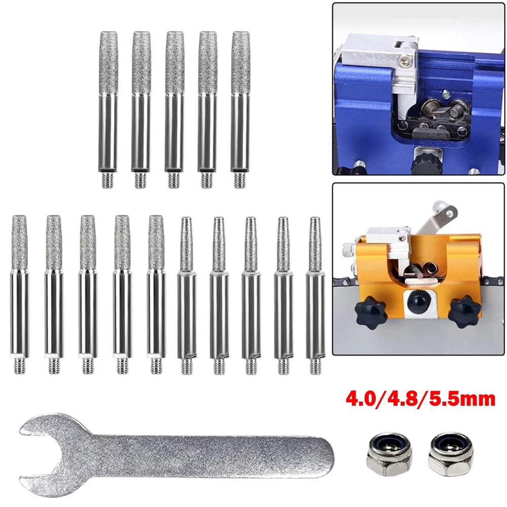 Pièces d'affûtage de tronçonneuse, tête de meulage revêtue de diamant, fraise cylindrique, tête de meulage pour le ponçage de la tronçonneuse, 4.0mm, 4.8mm, 5.5mm
