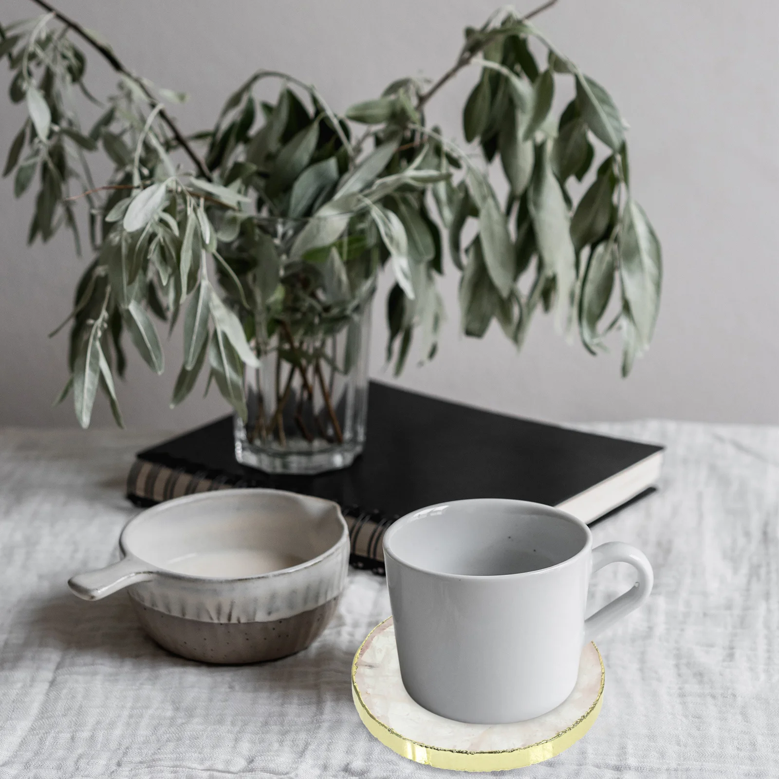 

Pink Crystal Coaster Natural Stone Table Cup Mat Smooth Texture Practical Housewarming Wedding Gift Table Cup Placemats