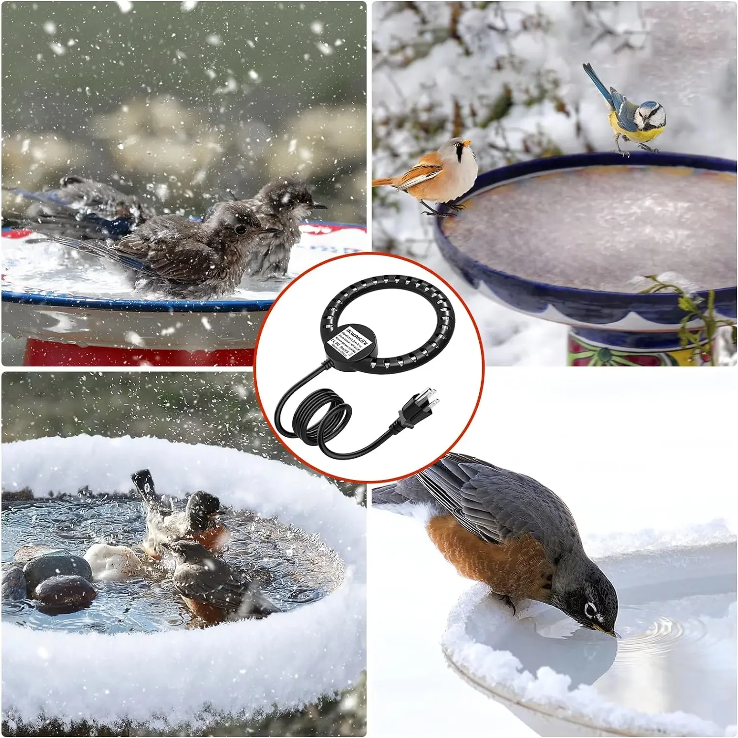 New Automatic Thermostatically Controlled Birdbath Deicer Water Heater for Garden Lawn Patio Bird Bath Deicer Heater