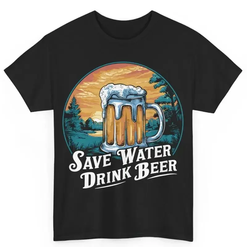 Beer Lover Save Water Drink Octoberfest Cotton T Shirt