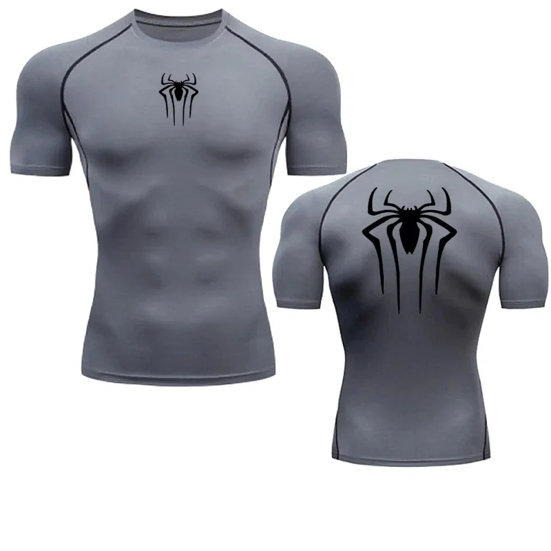 Men's Quick Dry Fitness T-Shirt Top Sports Running Shirt Muscle Compression MMA Rashguard for Gym Workout Running