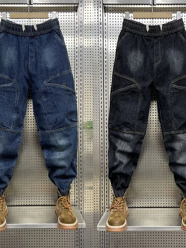 

Модные джинсы с эластичной резинкой на талии, мужские джинсы скинни Faion Sed, свободные брюки-харлан, весенне-осенние новые хлопковые джинсы