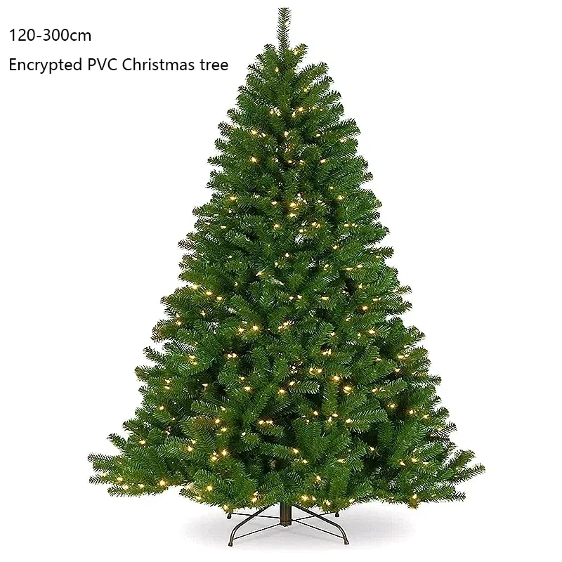 Artificial PVC Encrypted Christmas Tree with LED Lights and Foldable Metal Base Chrismas Tree for  Home & Mall Decorations