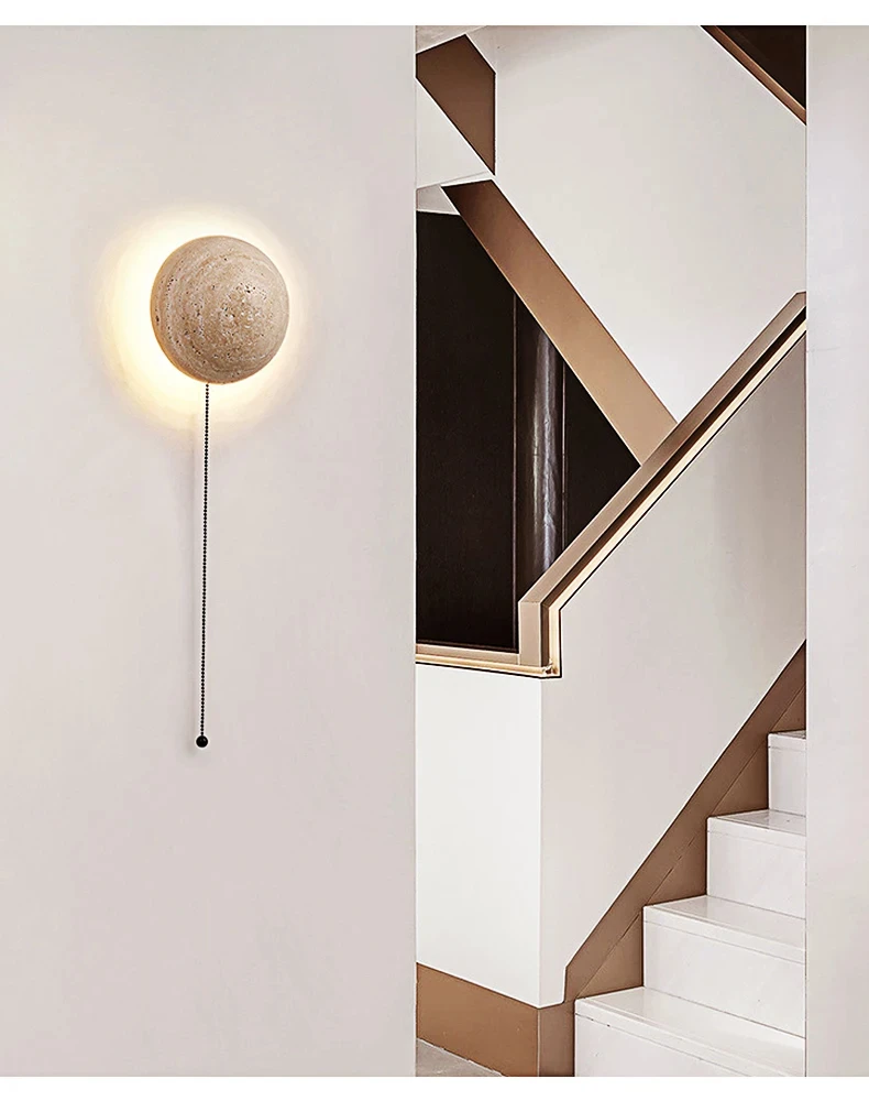 

CX231IW Simple Bedroom Cream-Style Bedside Wall Lamp Semi-Circular Led 10W Natural Yellow Cave Stone Stair Decoration Lighting