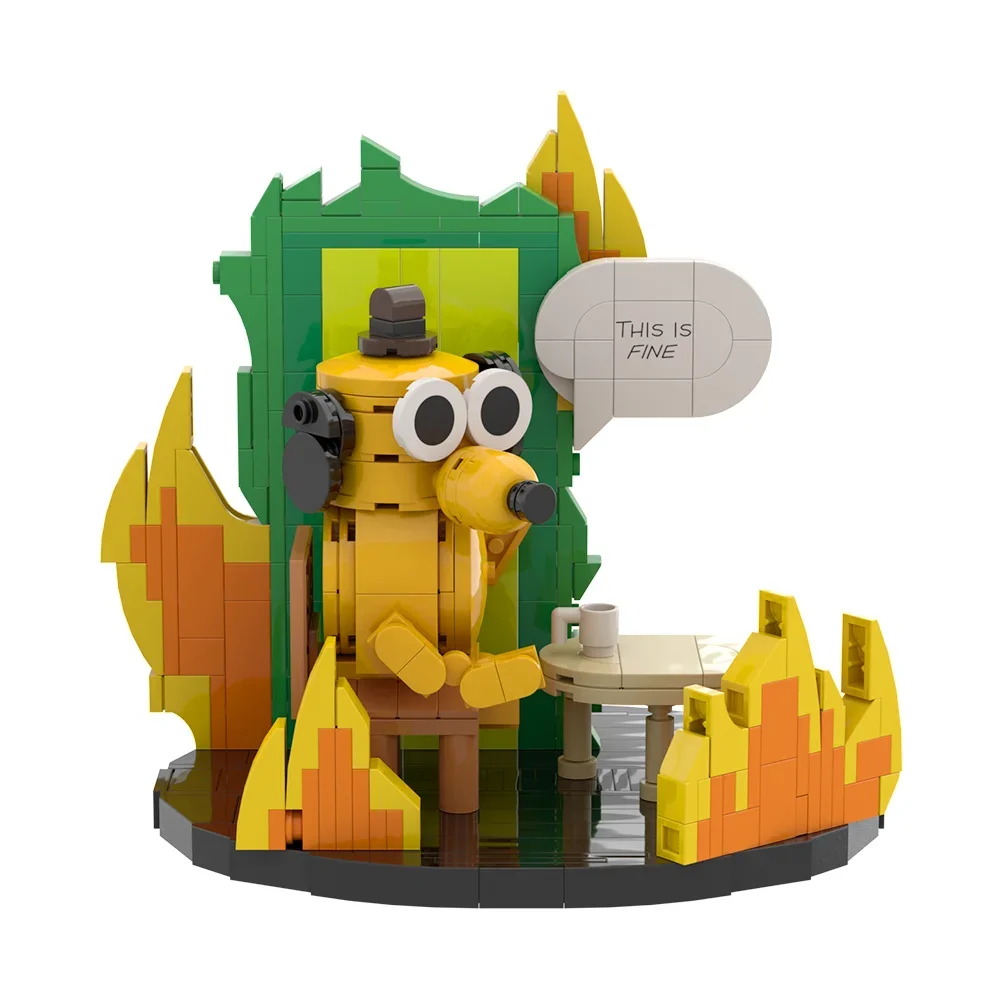 Nieuwe MOC Dit is Fijne Hond Bricks Model Cartoon Fire Meme Vignette Hound Dog Bouwsteen DIY Montage Speelgoed Kinderen Verjaardagscadeautjes