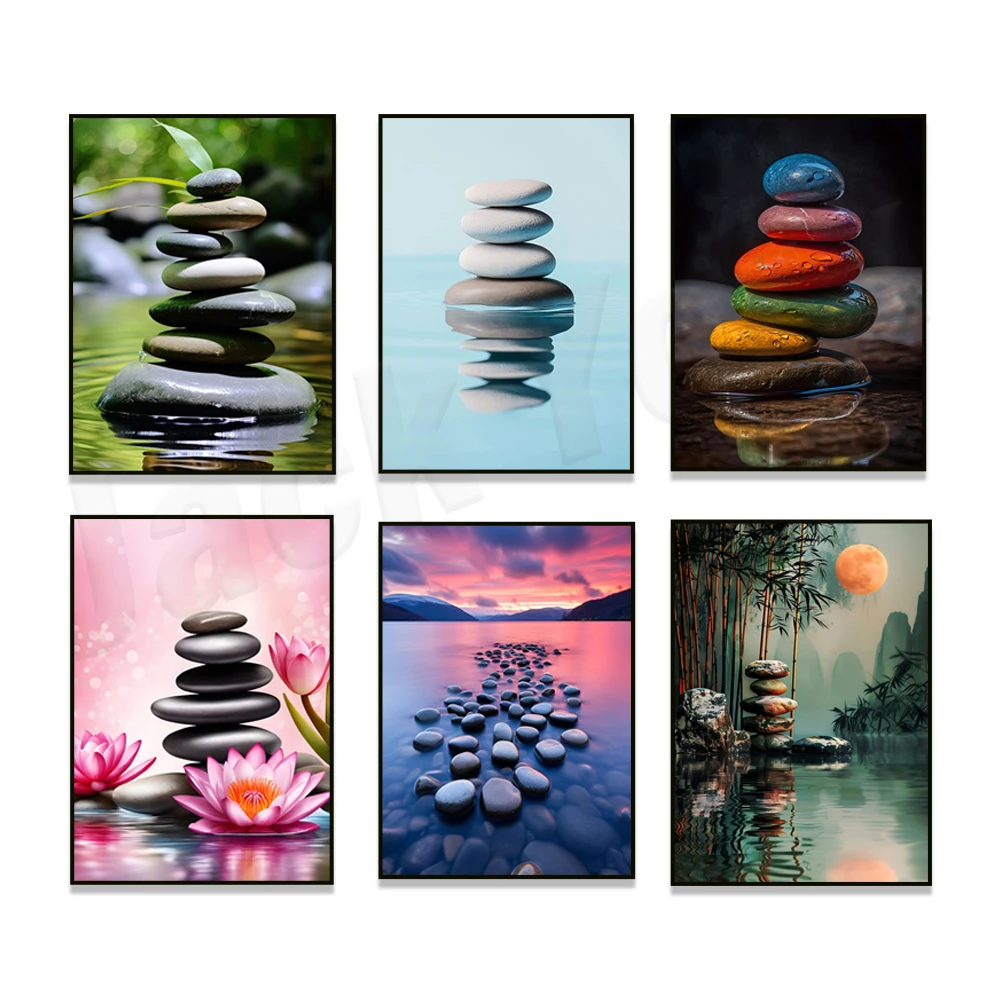 

Zen Spa Still Life Water Stone Bamboo Canvas Painting Wall Art Picture Poster Print Living Room Bedroom Decoration