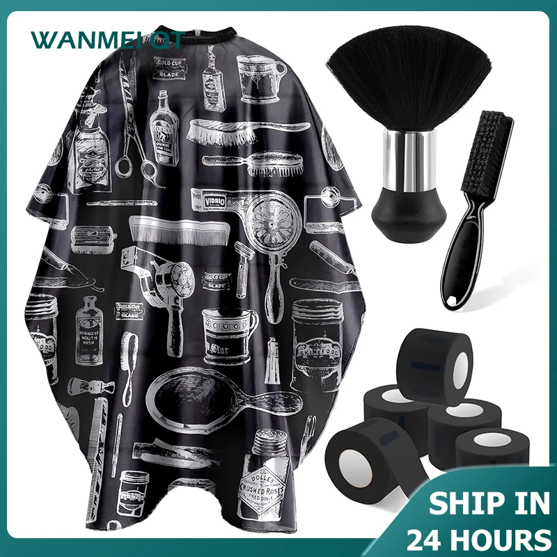 

Professional Barber's Tools 3/8-Piece Set Hair Cutting Cape Neck Duster Hair Brush–Premium Salon Haircut Styling Accessories
