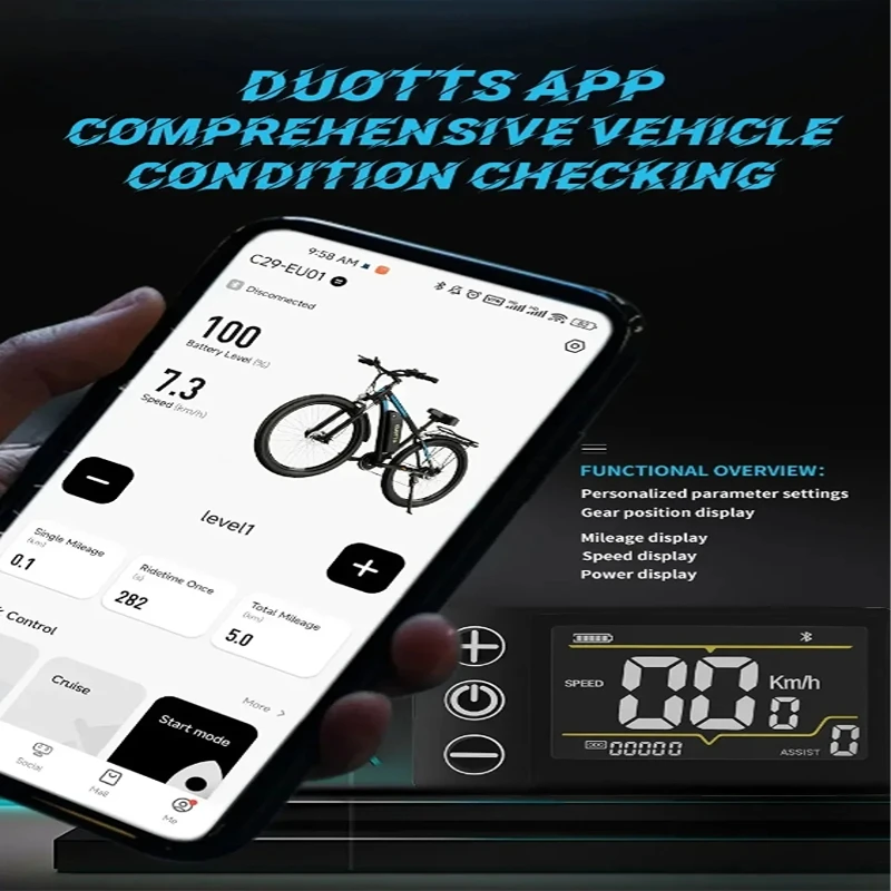 DUOTTS Electric Bike 750W Powerful Motor 48V30AH Dual Lithium Battery Aluminum Alloy Electric Bicycle City 29 inch Tire E-bike