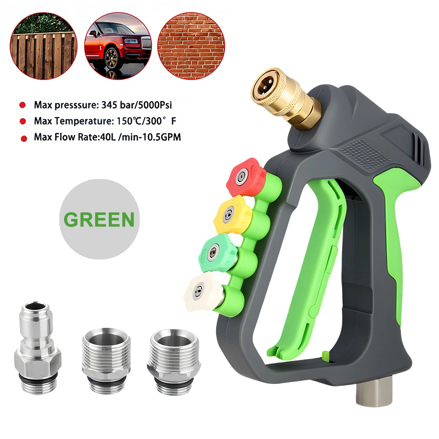 العالمي قصيرة ارتفاع ضغط بندقية غسيل السيارات الدورية المضادة للتشابك 4-Color فوهة عدة الاستخدام المنزلي للمركبة الخارجي حديقة الفناء #1