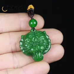 Natural Hotan Green Jade Tiger Pendant Jasper White Jade Necklace Hand-carved Fashion Charm Lucky Charms for Men and Women Gifts