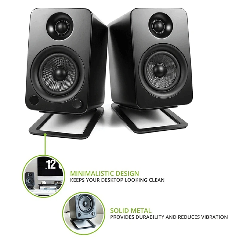 Hot TTKK Desktop Speaker Stands - Holds Small Bookshelf Speakers & Desk Speakers, Vibration Damping Tilted Tabletop Metal