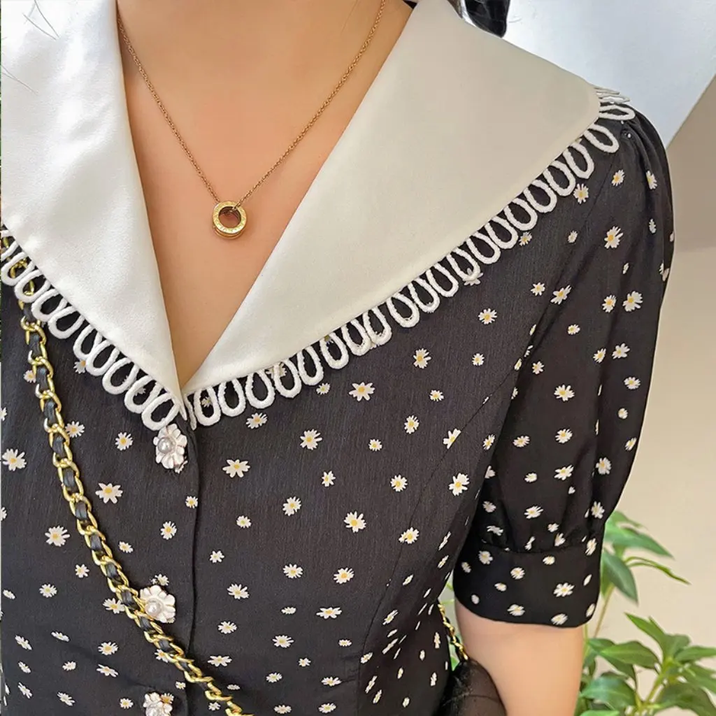 Abito floreale da donna taglie forti estivo con risvolto ampio Bellissimo prezzo di vestiti per persone grasse K1941