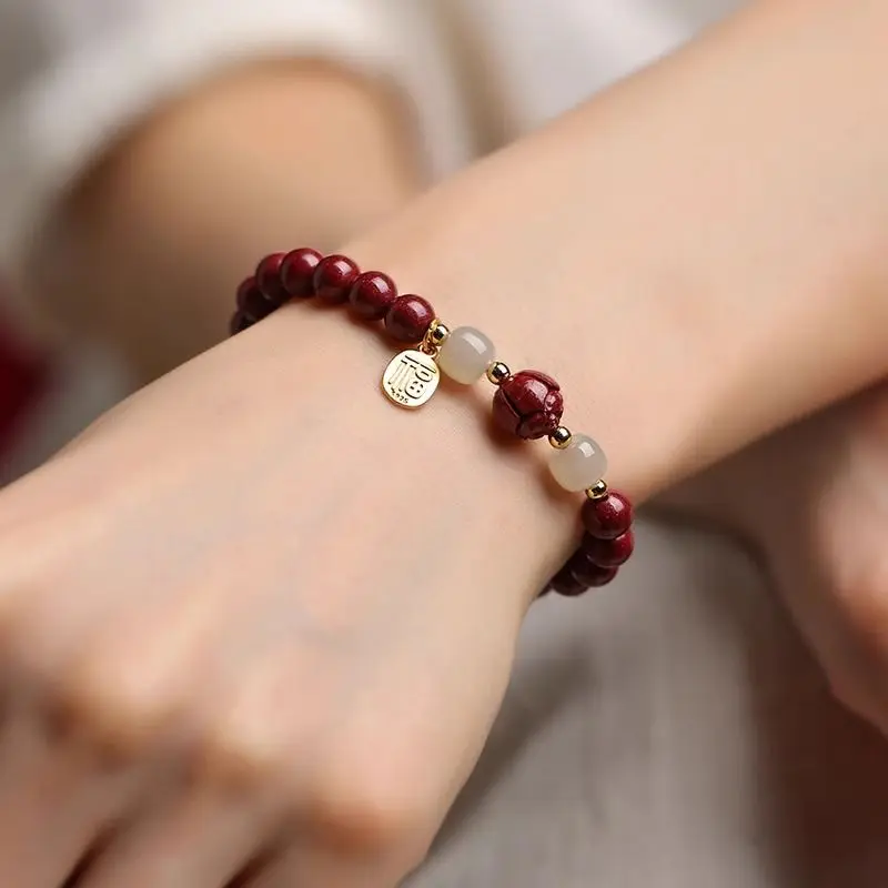 The Natural Cinnabar Lotus Brand Purple Gold Recruit Wealth Bracelet Upscale Gift Jewelry Pandora Bracelet view 3