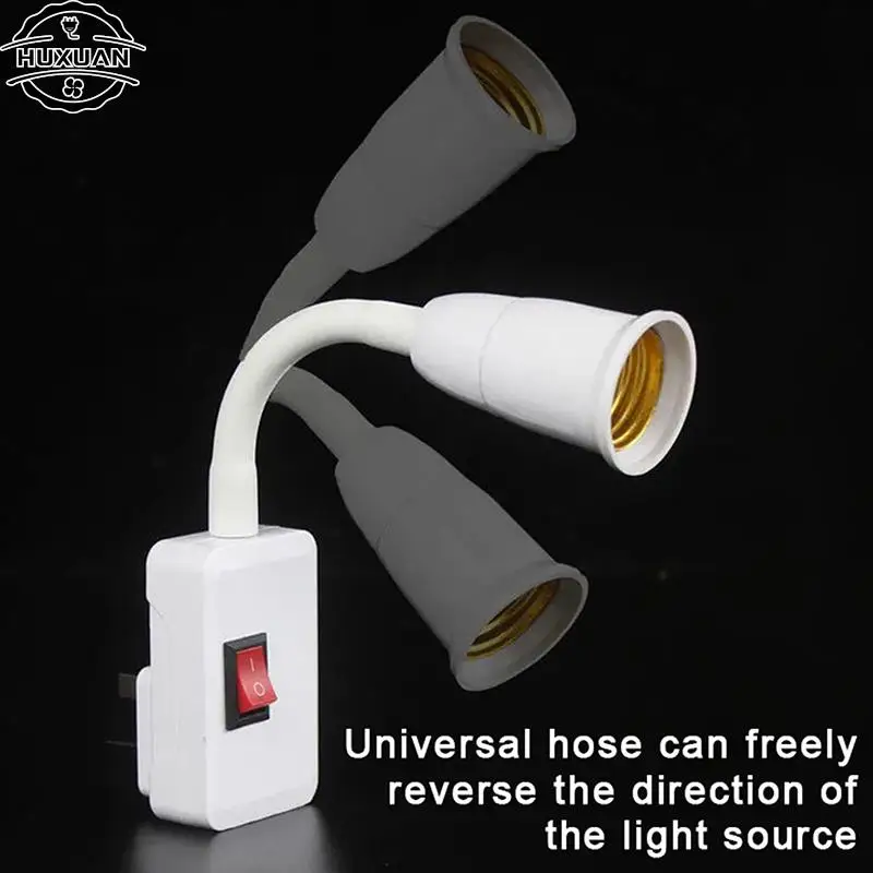 Conecte a E27 Lâmpada Base Conversão, Parede de Luz LED, Suporte flexível, Conversor com Interruptor, Cabeça de LED, Lâmpada Tomada Adapter, 2 Pinos, 3Pin