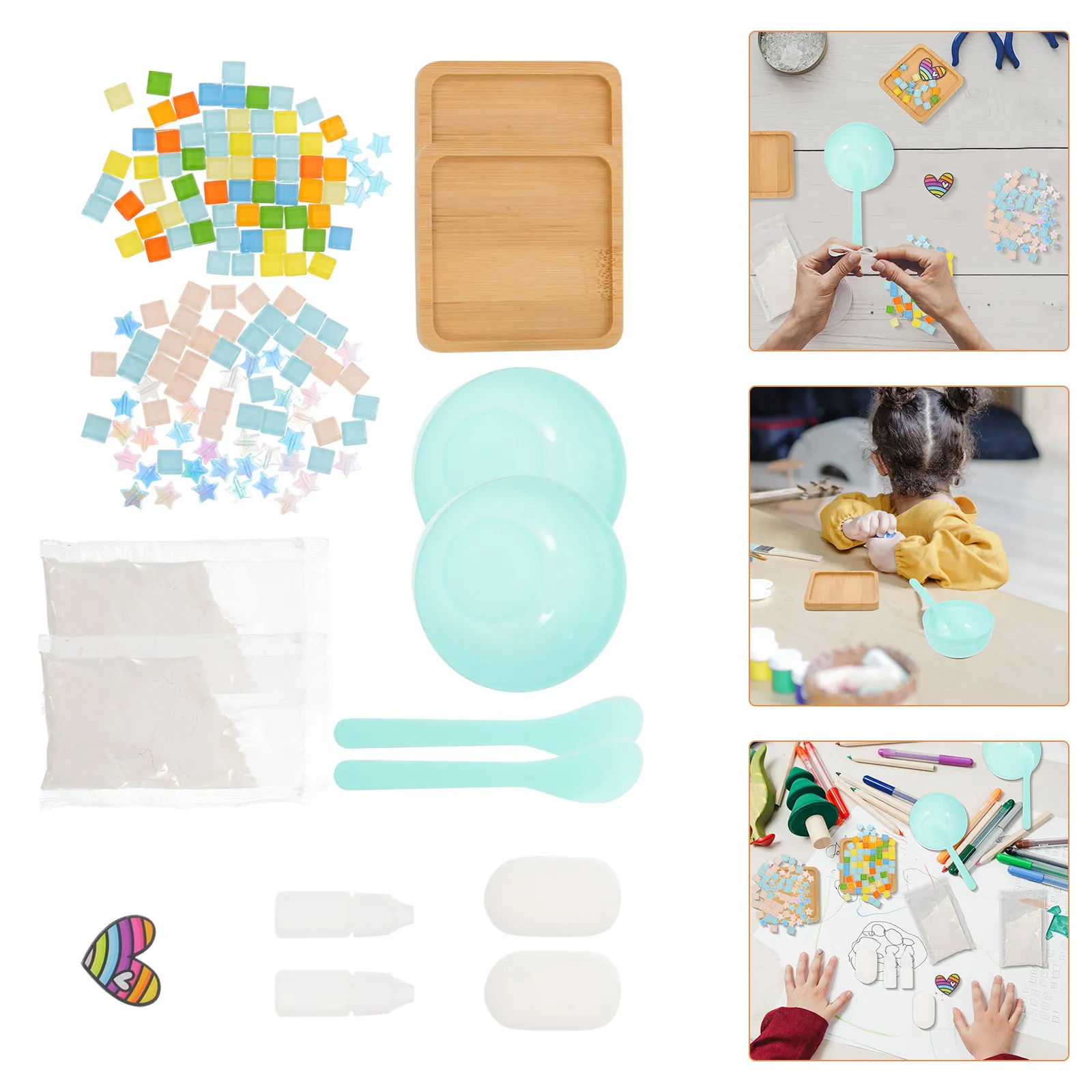 

2Sets DIY Mosaic Cup Mat Heat Insulated Coaster Household Craft Kit Creative Supplies DIY Cup Mat Coaster