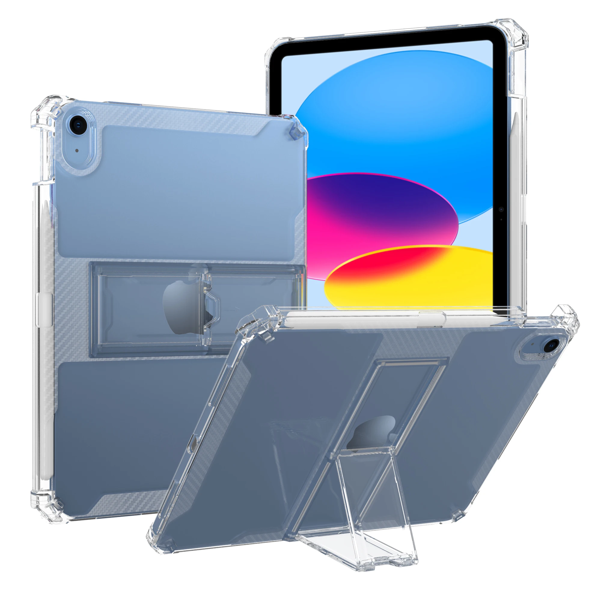 TPU Transparent Airbag Shockproof Protective Tablet Cover Case with Stand for IPad 7 8 9 10 Air 3 4 5 9.7 10.2 10.5 10.9 12.9