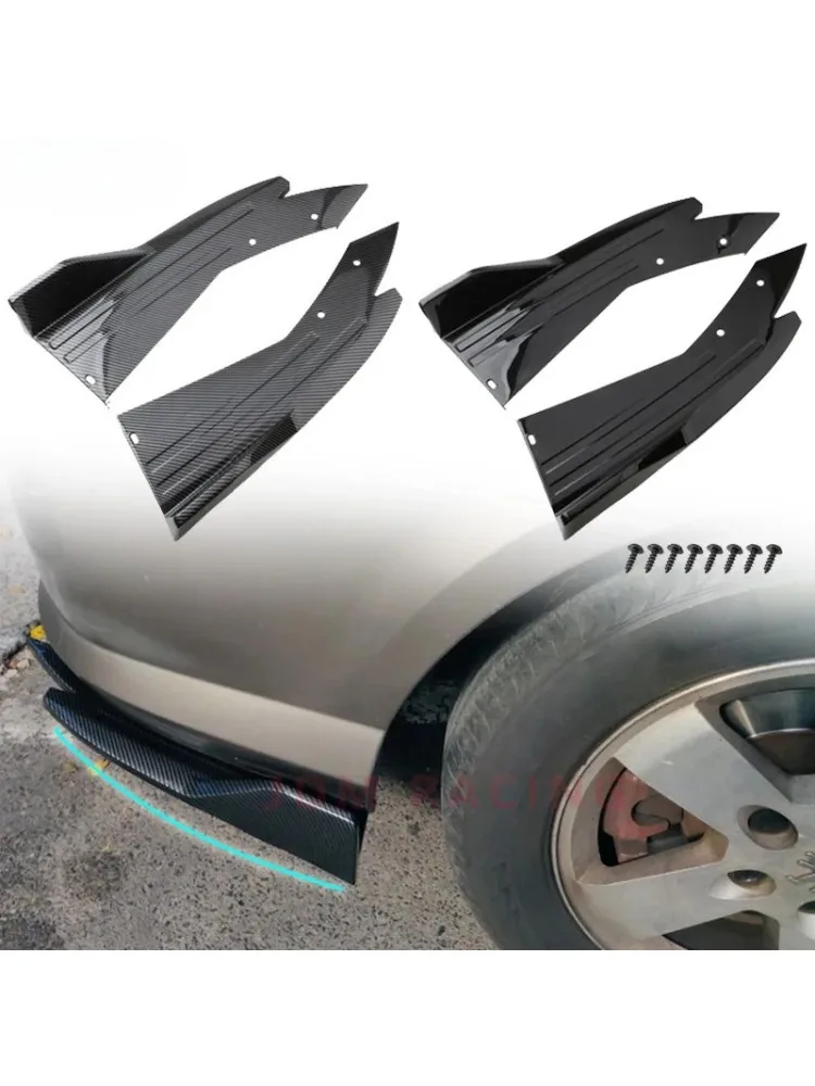 Becquet de pare-choc arrière de voiture universel, 2 pièces, Protection d'habillage d'aile en Fiber de carbone, diffuseur Anti-crash, jupe latérale, séparateur d'angle d'enveloppe