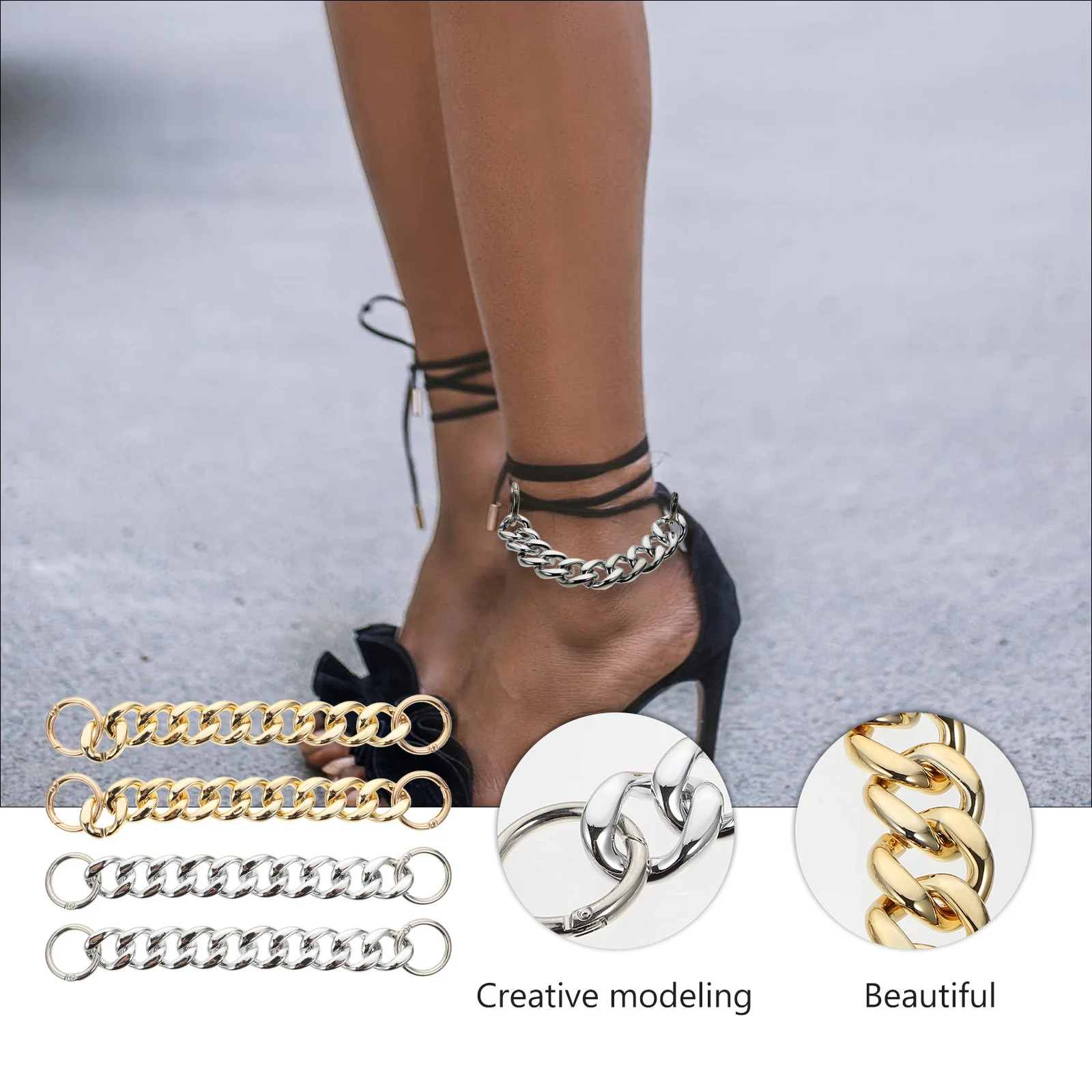 

4Pcs Fine Workmanship Shoe Chains Not Easy to Wear and Tear Decorative for Multiple Occasions Shoe Chain Decorations Shoes Chain