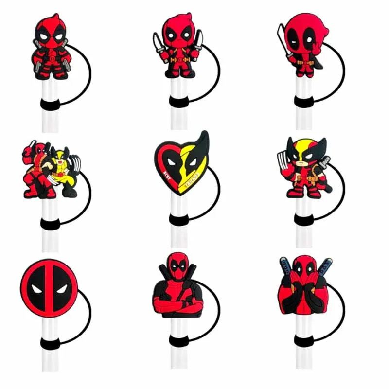 MINISO Marvel Deadpool tappo di copertura in paglia 10MM tappo di paglia per bevande a prova di schizzi tappo di paglia per tazza regali di fascino ecologico