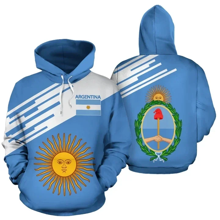 2024 Newest Argentina Sport Country Flag Unique Men Women Cozy Hrajuku Casual Streetwear Hoodie Zip Sweatshirt