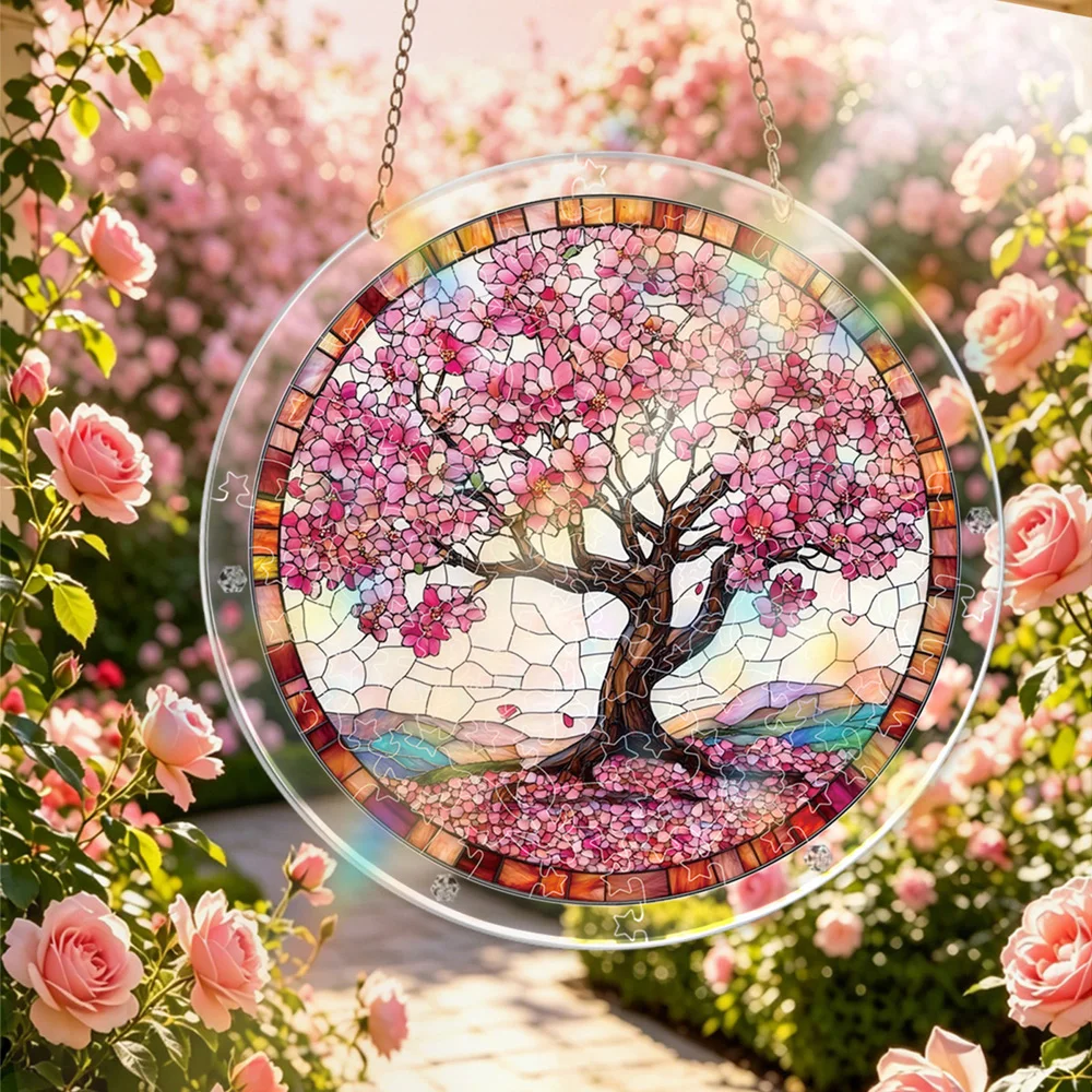 

Happiness Tree Light Catcher Window Decor DIY Acrylic Puzzle Craft Handmade Sun Catcher Art for Glass Decoration Gift HG119