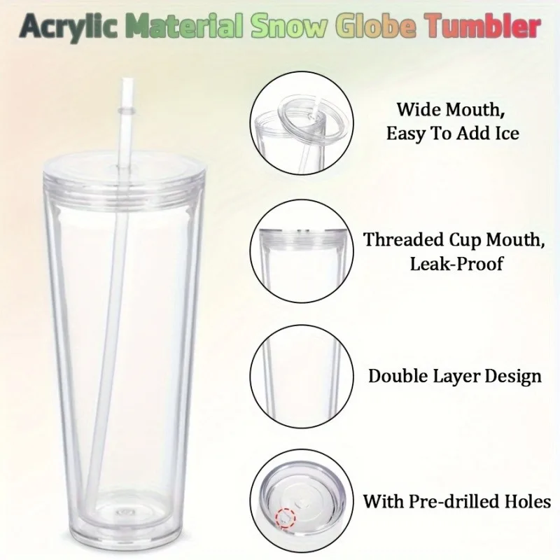 2PC DIY Glitter Tumbler Cup with Straw Sparkly Water Bottle Customizable Reusable Craft Kit for Kids Teens Summer Gift Party Fun - view 5