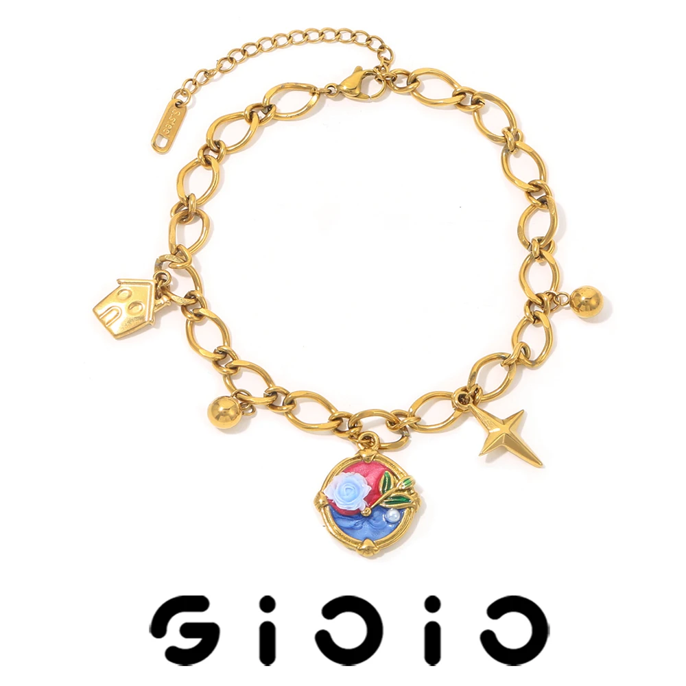 

GIOIO Trendy Stainless Steel Y2K Style Gold-Plated Bracelet Women's Fashion Punk Waterproof Bracelets Party Birthday Accessories