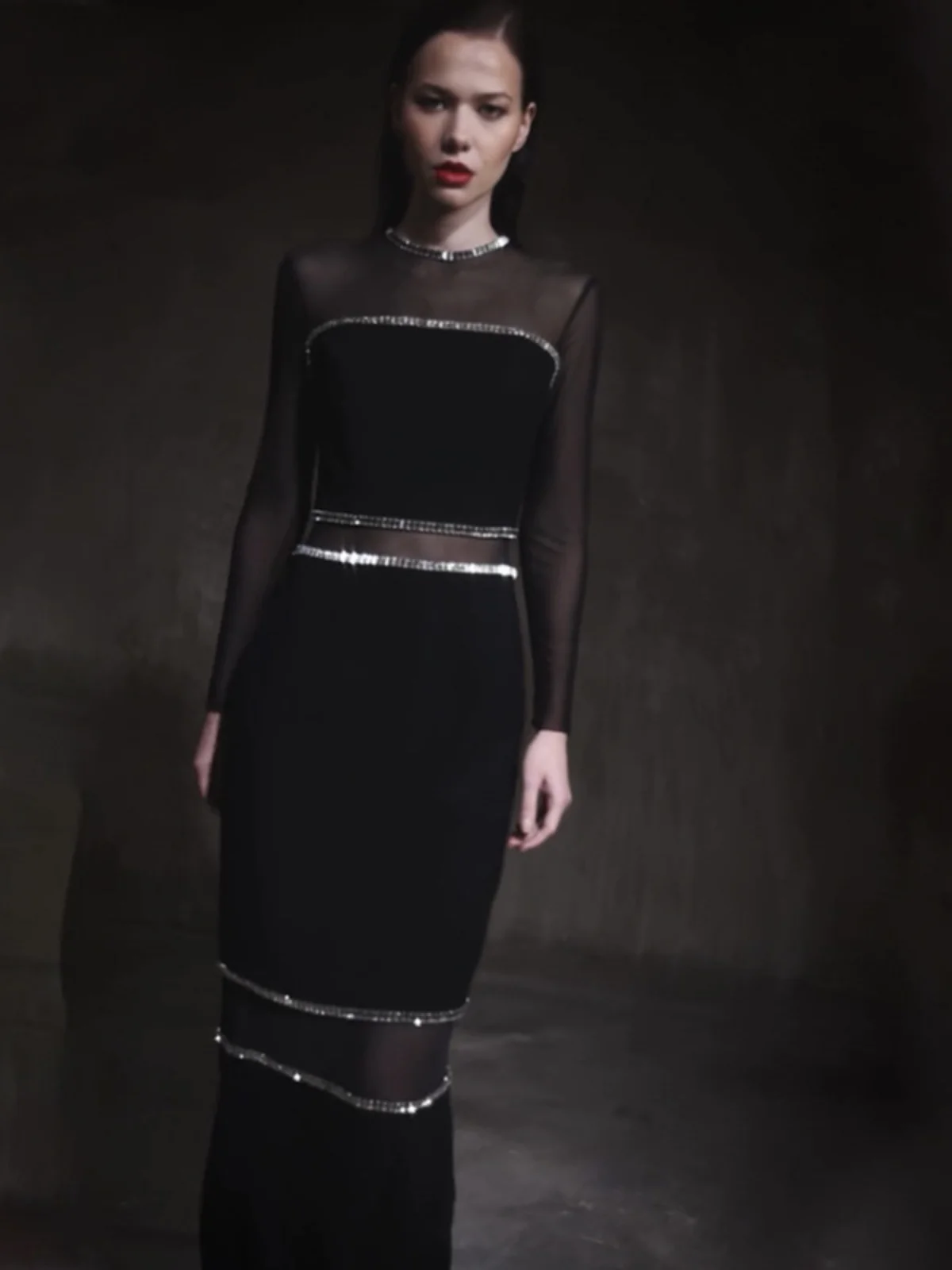 

Ele Long Sve Knitted Me Dr for Women Par Wedding Anniversary Ball Gown Zipper Sle Elastic Waist Formal Dr