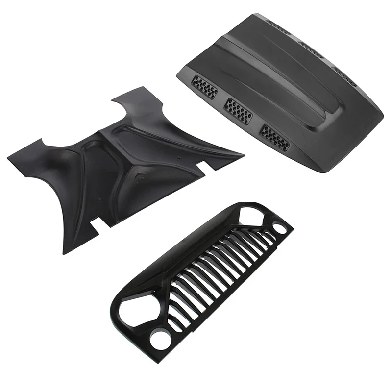 RC Car 1/10 RC body shell Jeep Wrangler Rubicon For axial SCX10 D90 90046 90047 Angry face MS hood intake grille