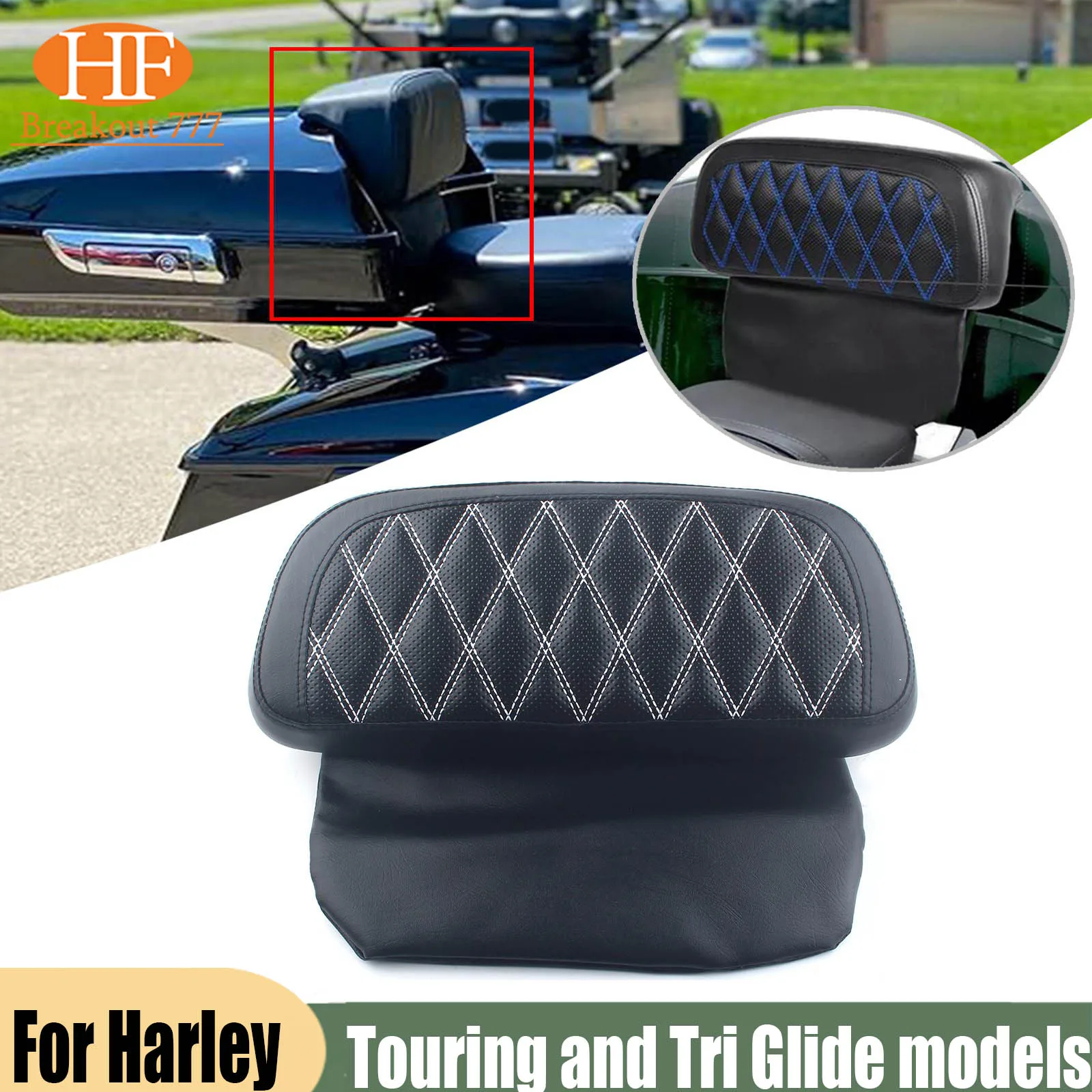 Motorcycle Tour Pack Backrest Pad Trunk Backrest Pads for '14-Up Touring and Tri Glide Models Equipped with Chopped Tour-Pak
