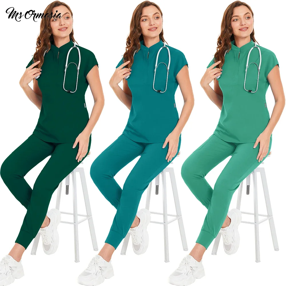 

Fashion Jogger Suit Multicolor Medical Nurse Scrubs Uniform Women Hospital Doctor Workwear Surgery Uniforms Clinical Scrubs Sets