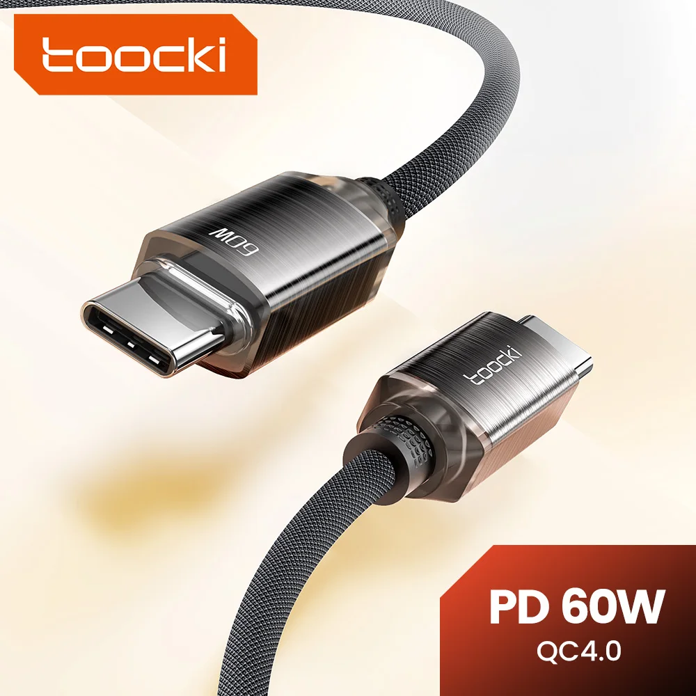 Toocki PD60W Type C to USB C Cable PD 3.0 Quick Charge 4.0 Fast Charging Type C to Type C For iPhone15 Xiaomi Huawei Samsung