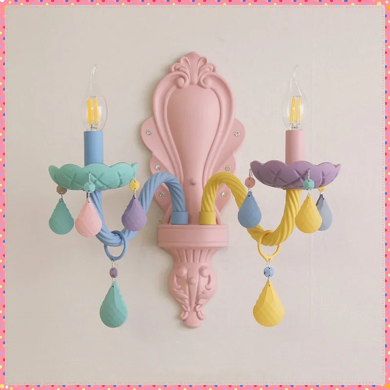 Imagem -05 - Lustre Nórdico para Sala de Estar Vela de Arco-íris Luz Pendente Macaron Abajur Princesa Decoração de Quarto Infantil