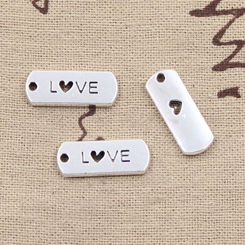 15pcs Charms Love Forever Hope Faith Inspire Brave Dream Believe Family 21x8mm TibetanPendant Findings DIY Accessories