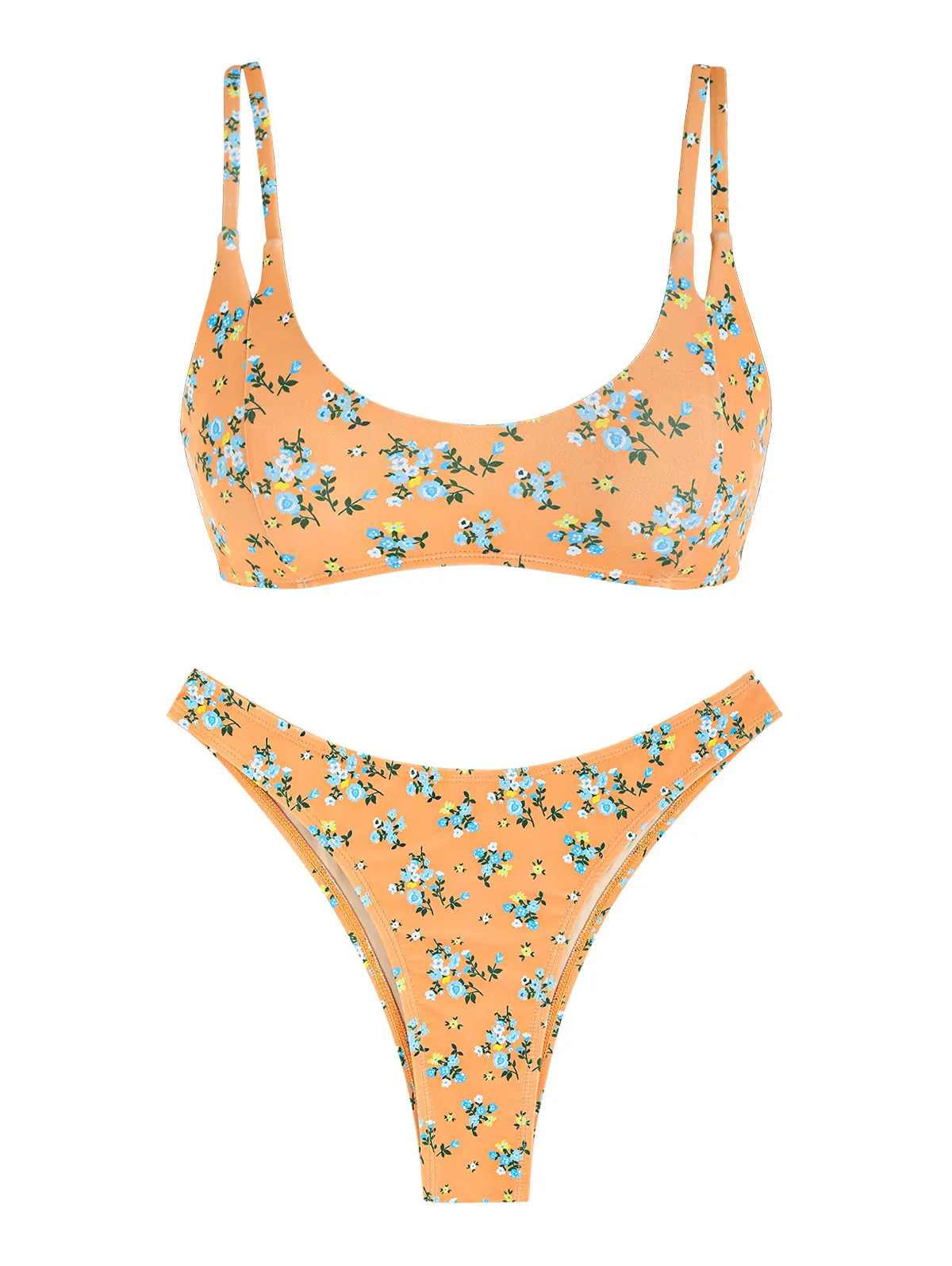 Zaful Damen Ditsy Blumen druck Doppel riemen frechen Tank Style Bikini Set zweiteilige Bade bekleidung