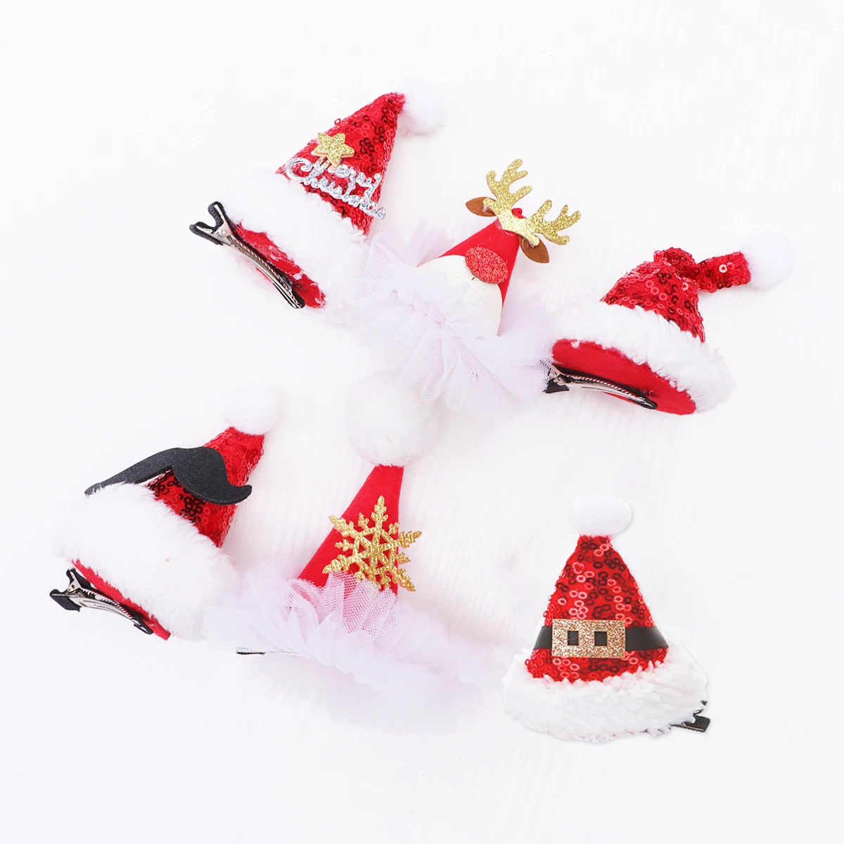 

6PCS Santa Clips Small Hat Christmas Hair Hairpin For Christmas Clip for Kids Girls Festive Accessories Holiday Gift