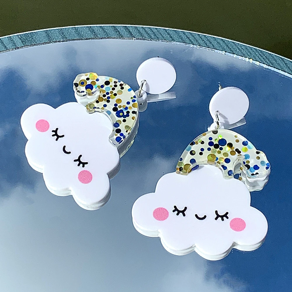 Cute Cartoon Acrylic Dangle Earrings Handmade Mickey Mouse Donut Cloud Drop Earrings Decorative Jewelry Gift for Women Girls
