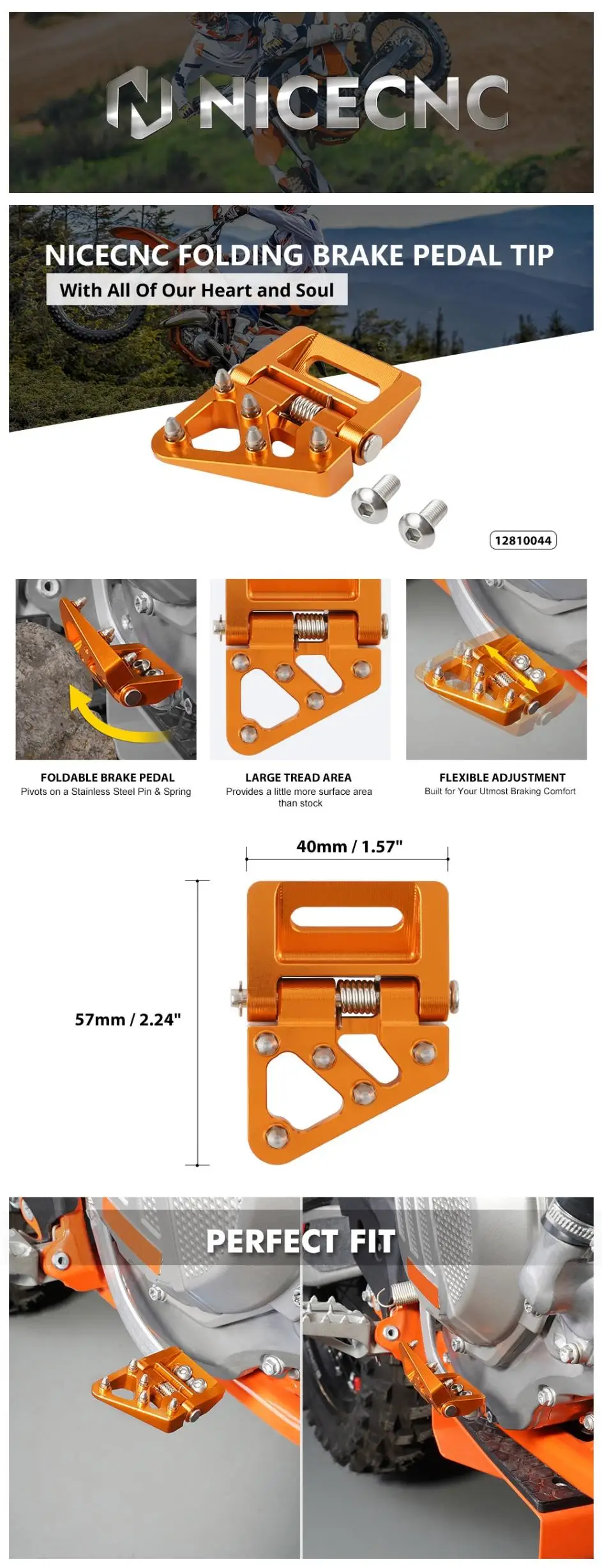 NICECNC Für KTM EXC 300 2017-2024 Hintere Bremspedalplatte Für KTM EXC-F 350 XCW 500 XCW-F SX 125 SXF 450 350 XC XCF 2016-2024 – Detail 2