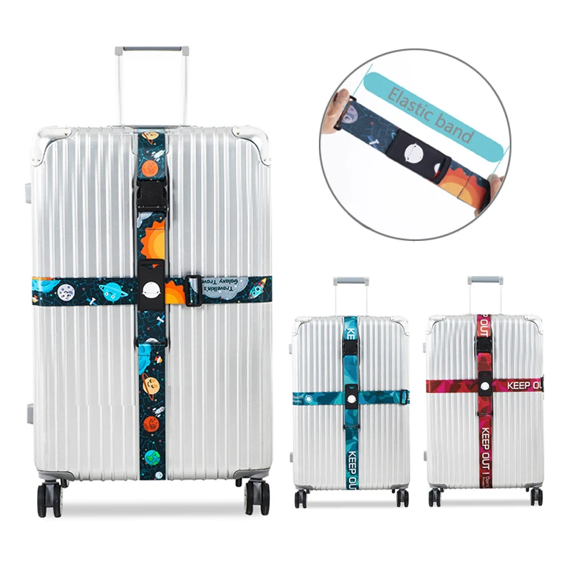 

Planet Pattern Cross Suitcase Strap Adjustable Luggage Strap Colorful Packing Belt for 20" to 32" Luggage for Safe Travel