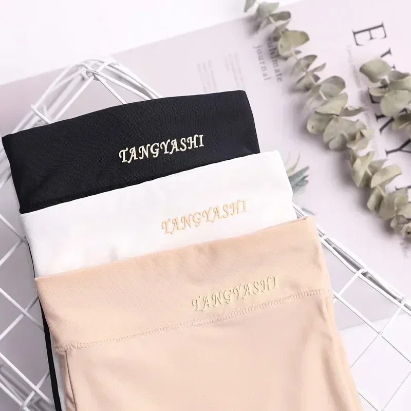 Cintura fina respirável legging feminina de quatro cantos segurança plus size calças boxer shorts curto não-ondulação alta