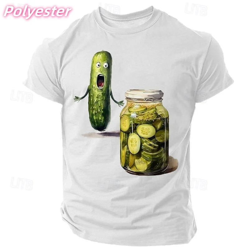 3D Printed Pickled Cucumber T-shirt For Men Fun Plants Pattern Tees Summer Casual Round Neck Short-sleeved T Shirts Street Tops
