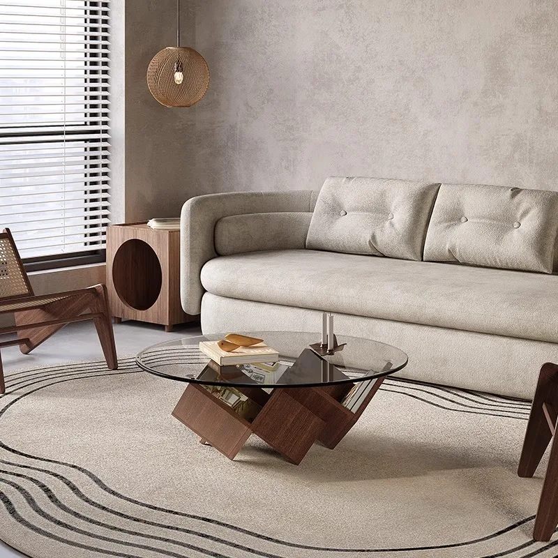

Solid wood tempered glass coffee table