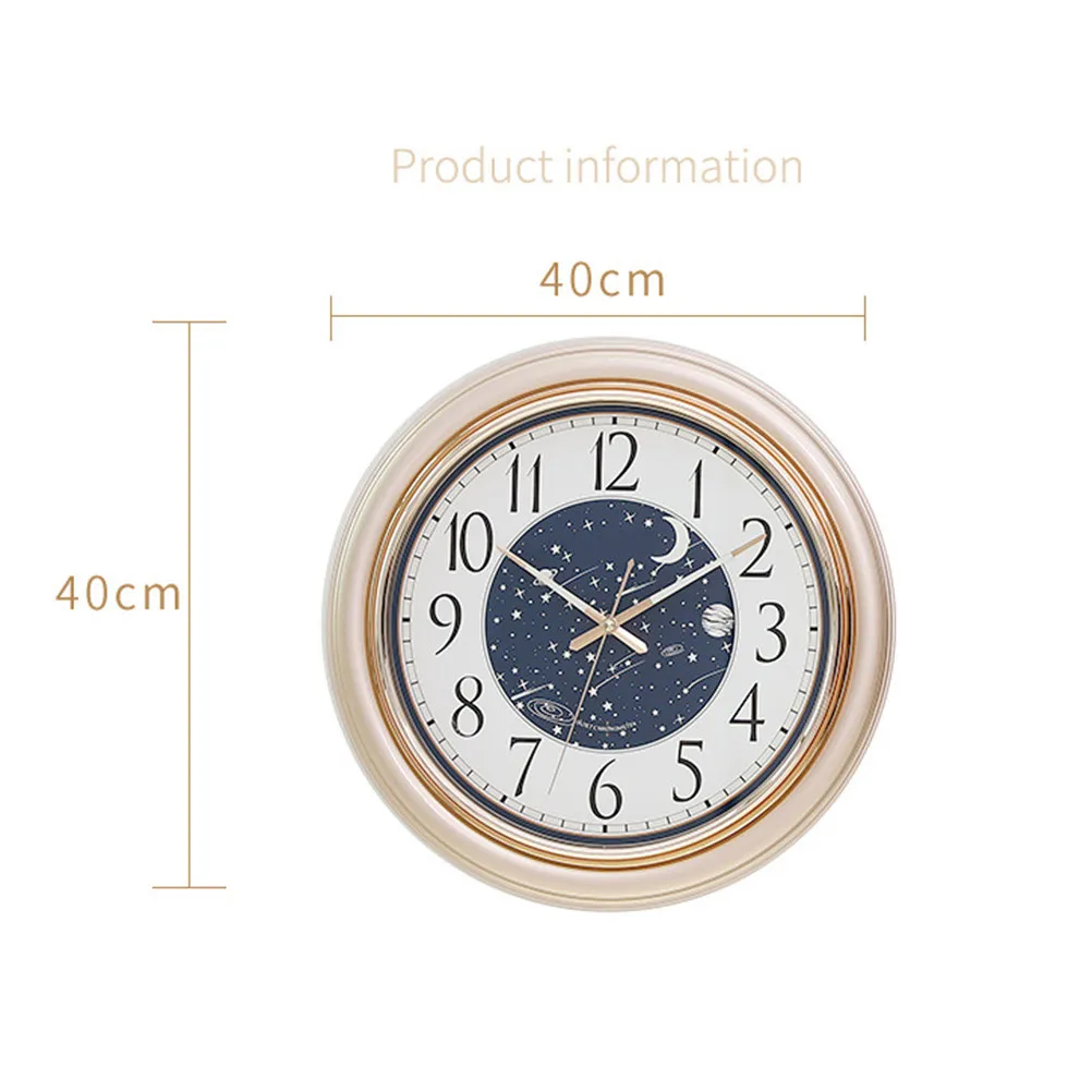 Classic Round Silent Luminous Wall Clock Light Golden Quiet Sweep Second Hand for Family Rooms Bedrooms Decor River Clock