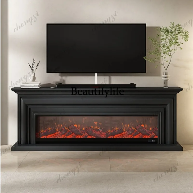 Italian minimalist fireplace TV cabinet simple heating electronic fireplace simulation decorative floor cabinet
