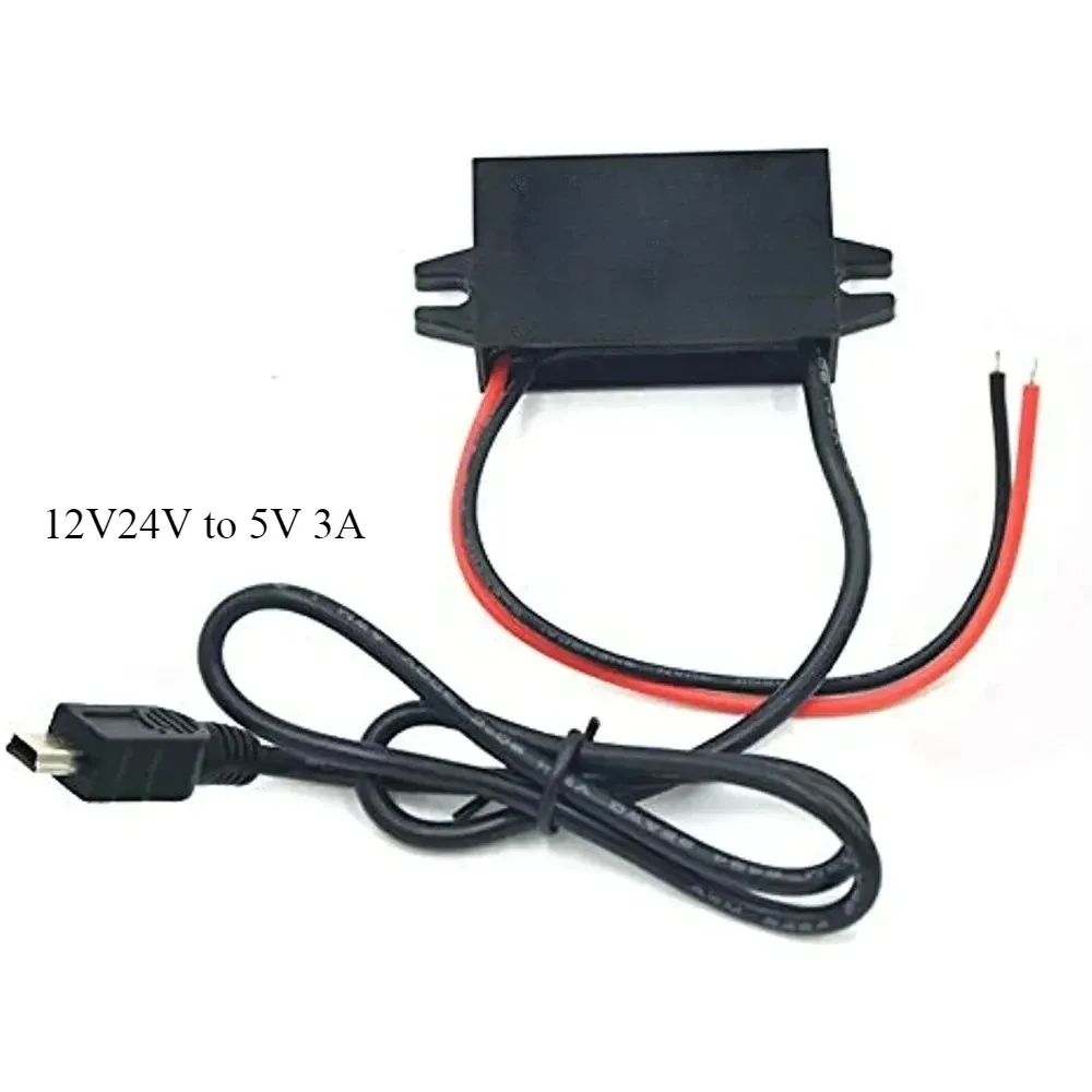 

12V24V to 5V 3A 15W Step Down Buck Converter Car Male Female USB DC DC Power Supply Module for Mini USB Micro USB Adapter