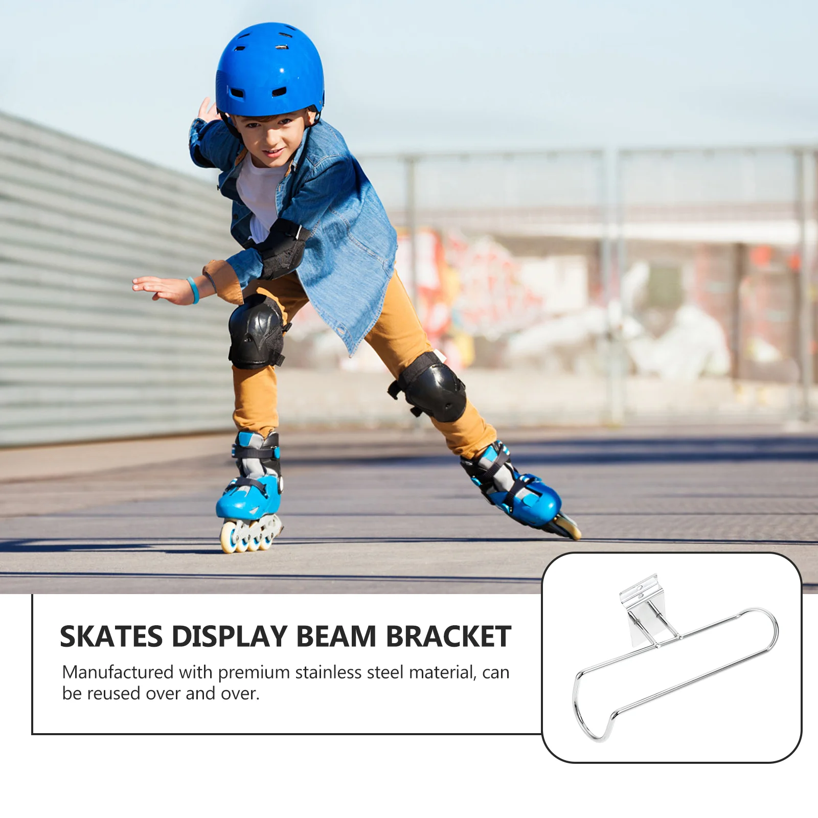 Skateboard Skating Rack Roller Skates Bracket Square Tube Holder Wall Mount Clothes Shoe