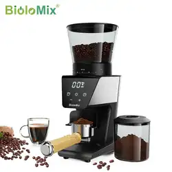 Biolomix-molinillo de café con rebaba cónica, herramienta con temporizador Digital, 31 ajustes precisos para Espresso/goteo/prensa francesa/fermentación en frío