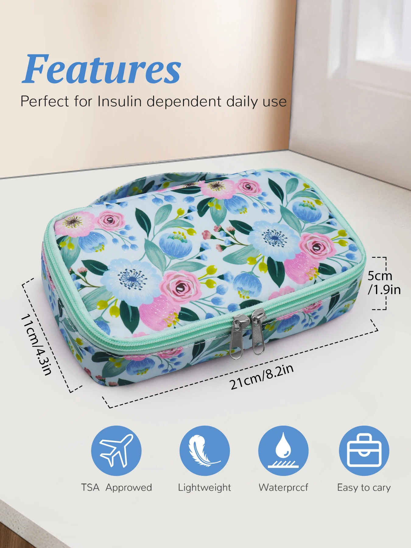 Large size Portable Insulin Cooler Travel Bag -PortableCooler For Outdoor Camping AndTravel, Lightweight And Durable Design
